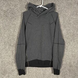 Lululemon Hoodie Mens Large Gray Pullover Side Zip Hem Ribbed Cuffs Sweatshirt